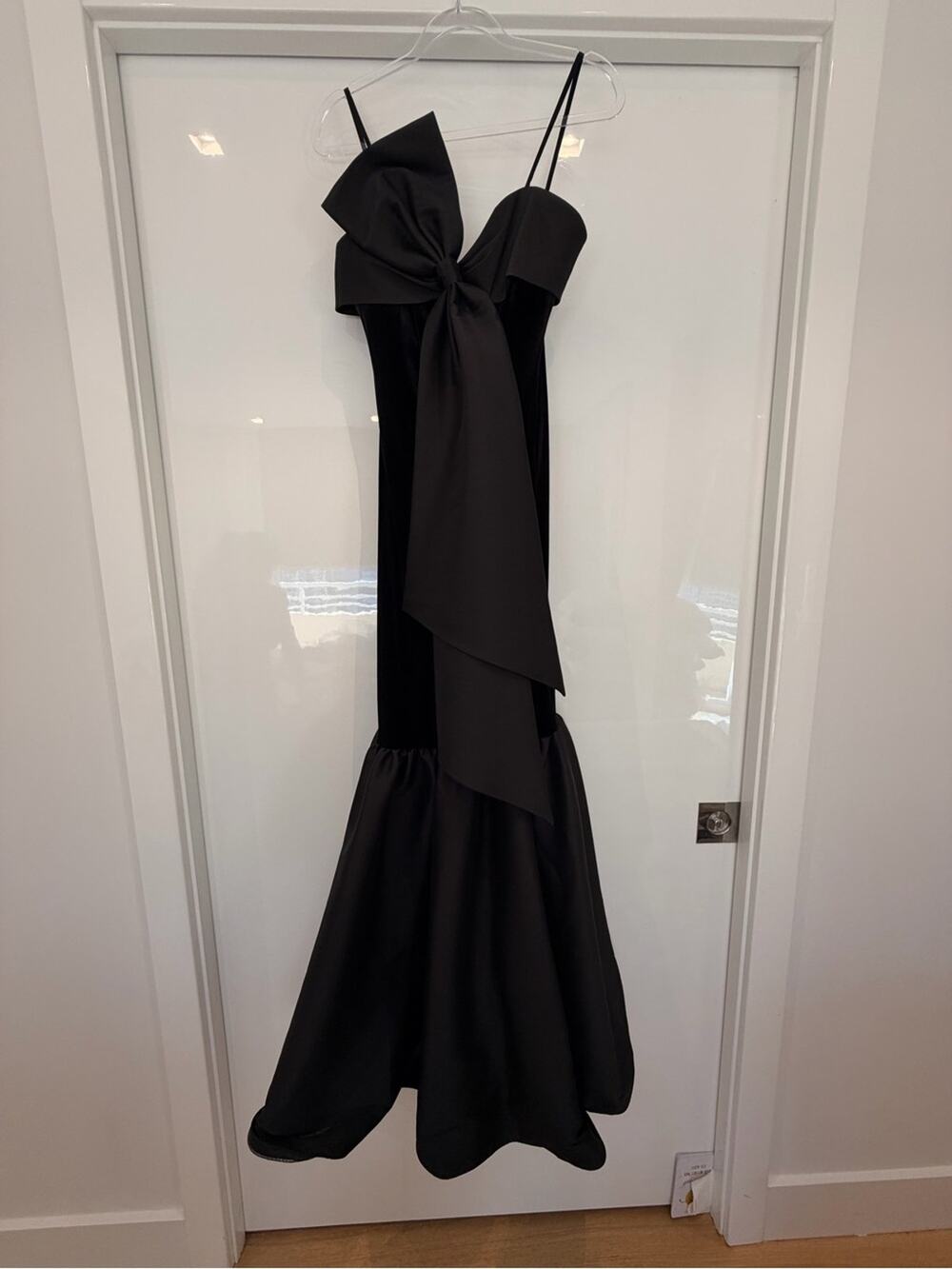 Badgley Mischka Black Strapless Gown with Dramatic Bow
